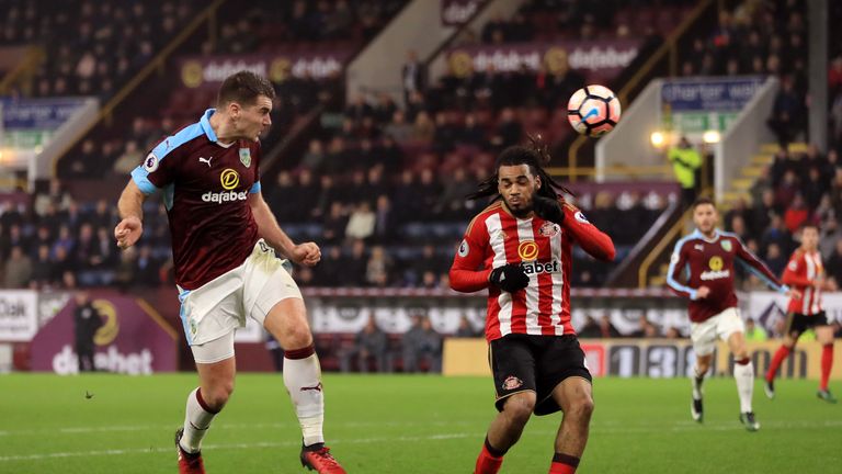 Sam Vokes opens the scoring for Burnley against Sunderland earlier in the season