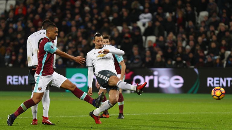 Ibrahimovic scores Man Utd's second at London Stadium