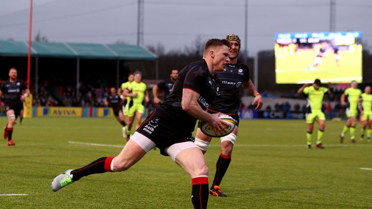 Chris Ashton scores Saracens' second try