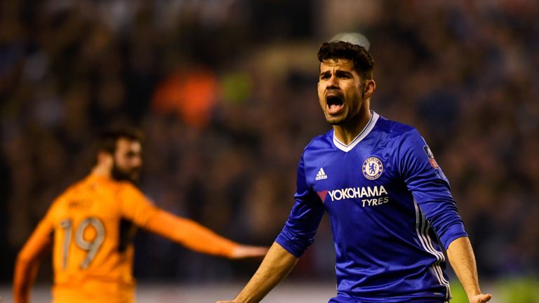 Diego Costa in action for Chelsea in the fifth-round clash with Wolves