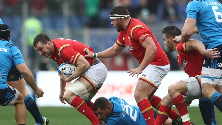 Sam Warburton is tackled by Ornel Gega