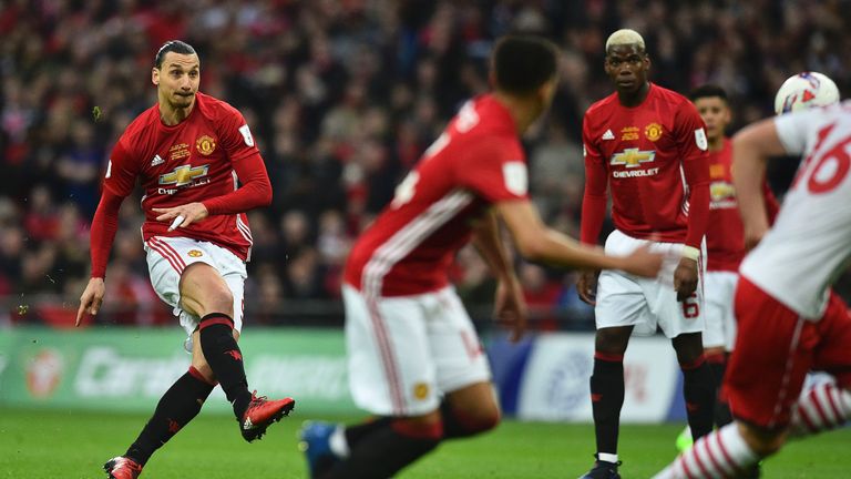 Ibrahimovic scores the opening goal at Wembley