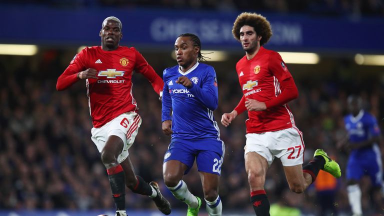 Pogba chases after Willian at Stamford Bridge
