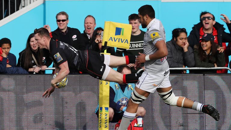  Chris Ashton dives over for a try