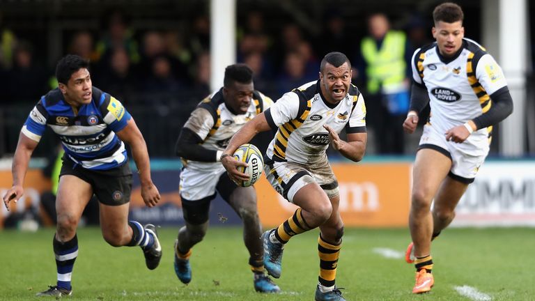 Kurtley Beale scored two tries in the victory that sees Wasps consolidate their place at at the top of the Aviva Premiership table
