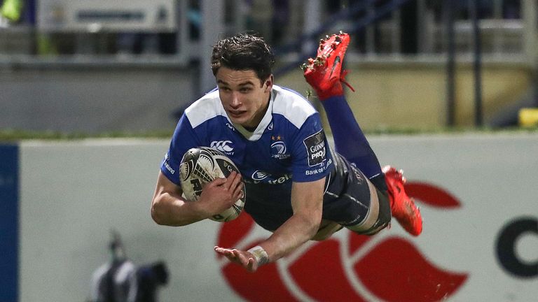 Leinster's Joey Carbery grabbed a brace of tries for the rampant hosts