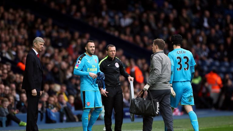 Petr Cech was forced off with injury in the first half