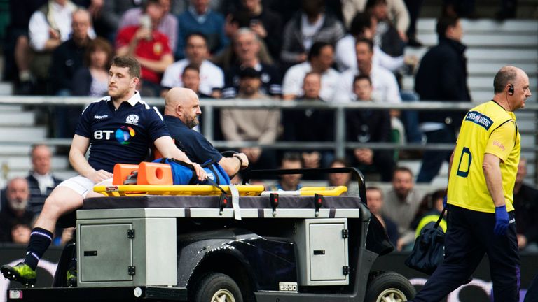 Scotland backs Stuart Hogg and Mark Bennett (pictured) were both injured in the first half