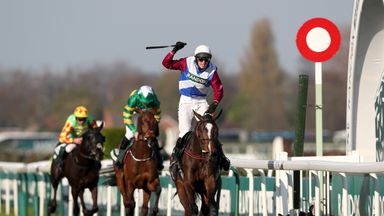 One For Arthur ridden by Derek Fox crosses the line to win the 2017 Grand National