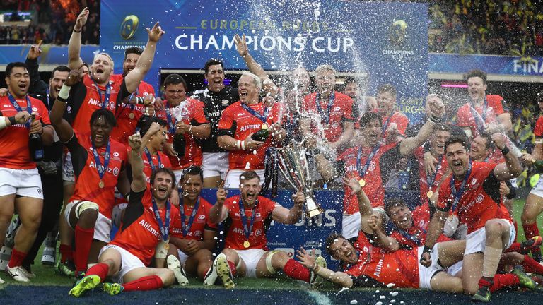 Saracens celebrate their 2017 Champions Cup final victory