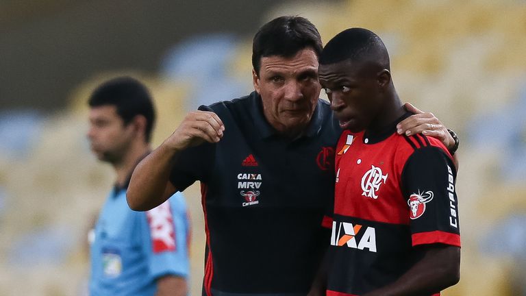 Vinicius with Flamengo head coach Ze Roberto