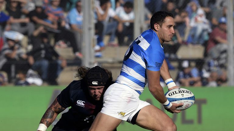 Fullback Joaquin Tuculet on the attack for Argentina