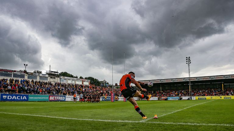 Luke Gale converting from the far touch-line