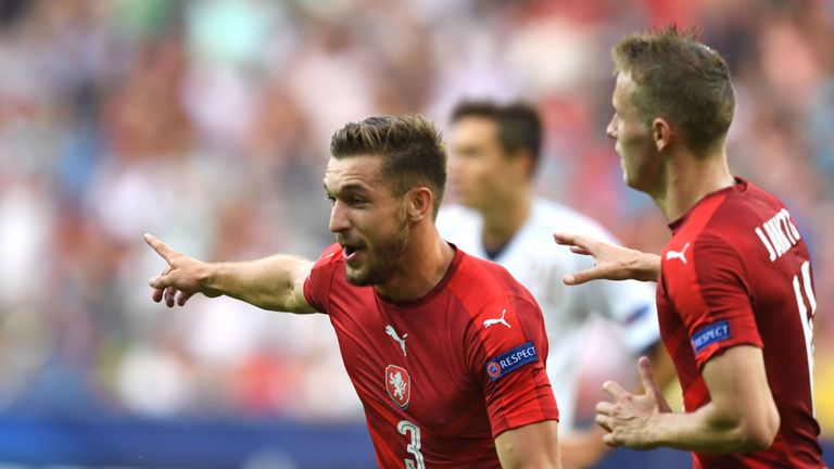 Marek Havlik celebrates scoring for Czech Republic