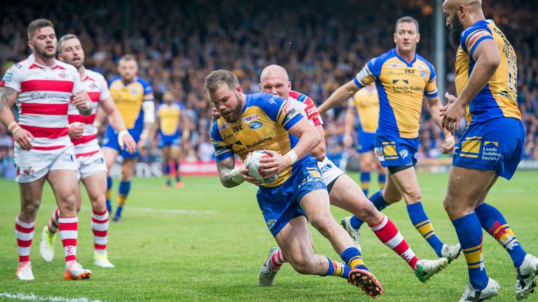 One of four Leeds' tries on the night at Headingley