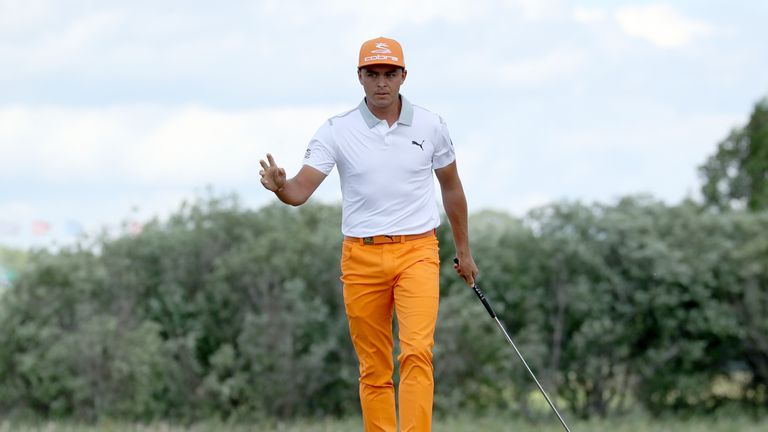 Rickie Fowler in action at Erin Hills