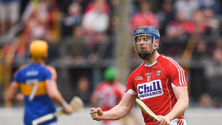 Conor Lehane of Cork celebrates a score against Tipperary in the Munster championship
