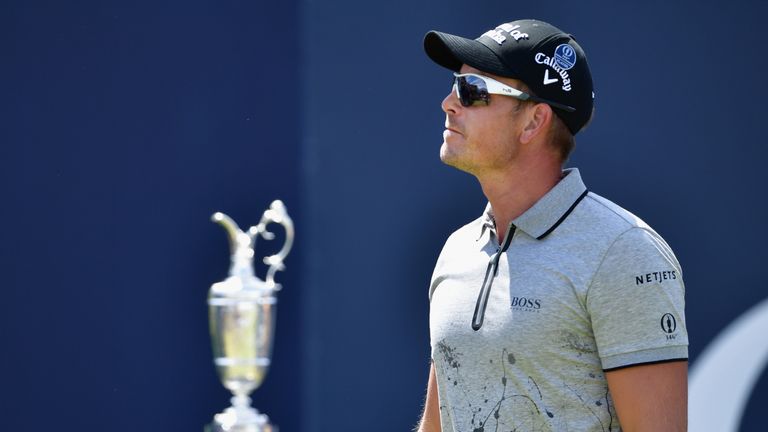 Henrik Stenson bids farewell to the Claret Jug as he steps onto the first tee at Royal Birkdale