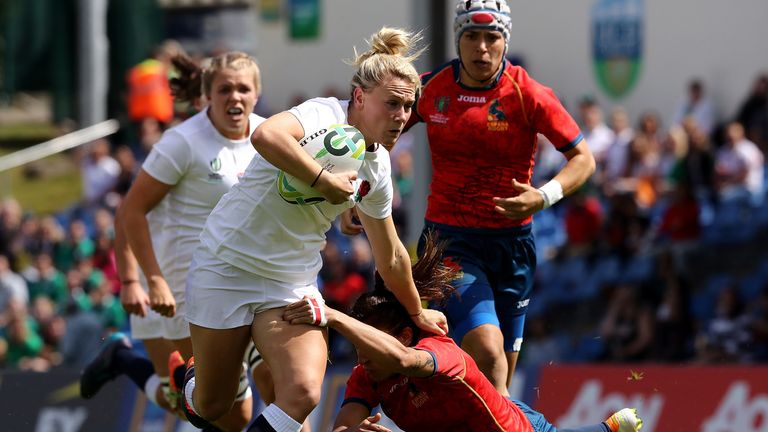 Megan Jones scored seconds after the kick-off to put England in a commanding position from the start 