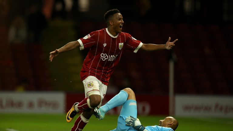 Niclas Eliasson celebrates his late goal against Watford