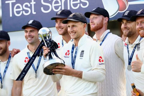 Joe Root celebrates England's success