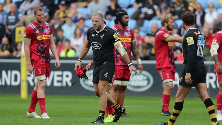 James Haskell leaves the field after being shown a yellow card
