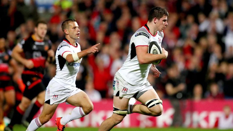 Ulster's Nick Timoney scores his second try