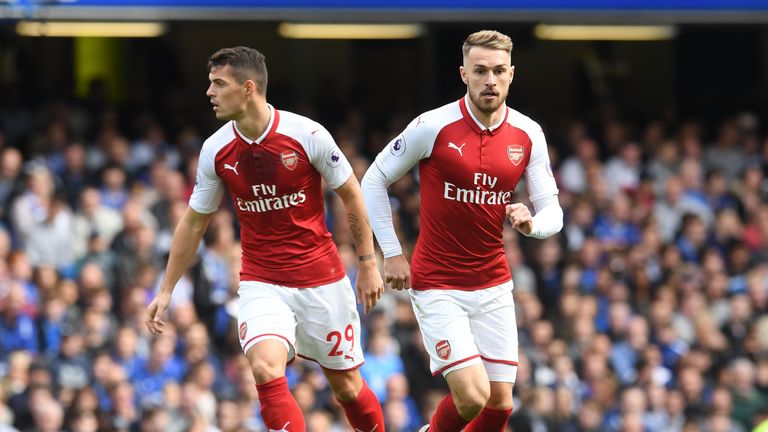 Granit Xhaka (L) partnered Aaron Ramsey (R) in Arsenal's midfield