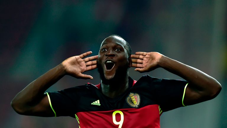 Romelu Lukaku celebrates after his winning goal against Greece