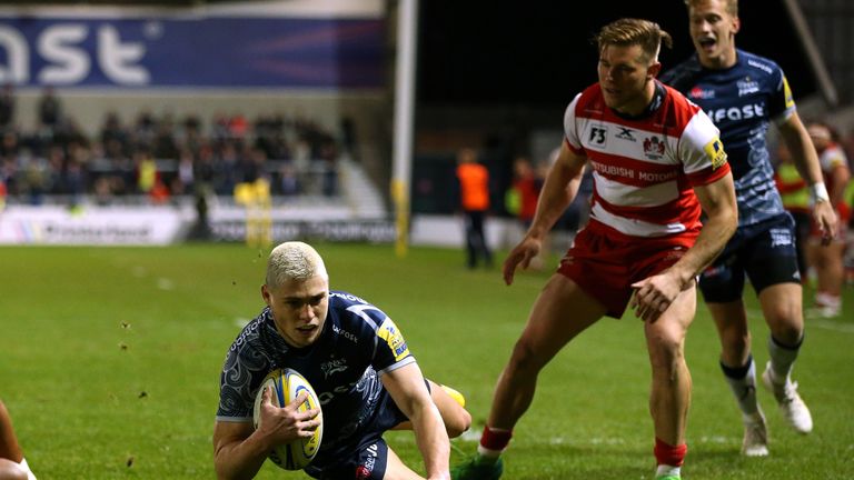 James OConnor dives over the line to score a try on his Sale Sharks debut