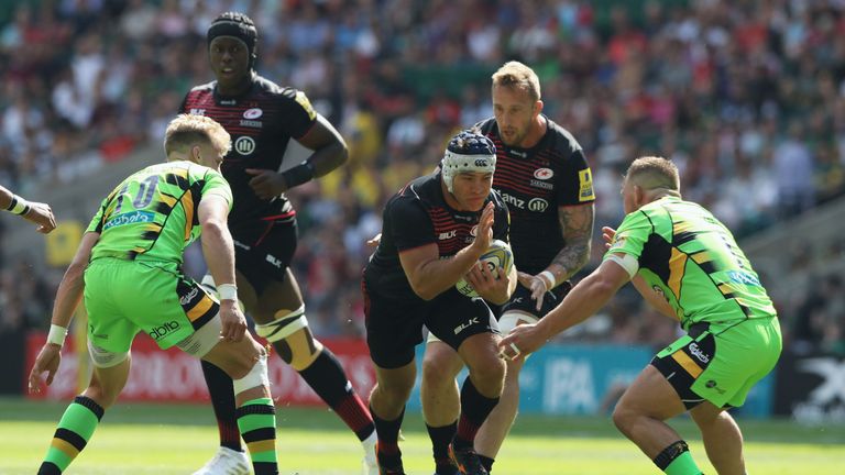 Schalk Brits takes on Northampton's defence