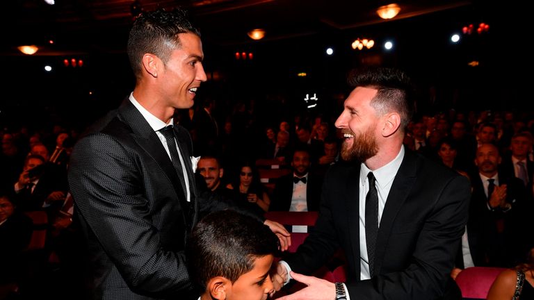 Image result for ronaldo and messi fifa award