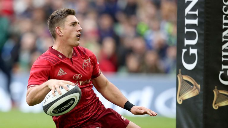 Ian Keatley scores a try in the 27th minute at the Aviva Stadium