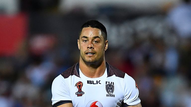 Jarryd Hayne of Fiji runs the ball against the United States