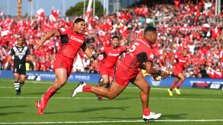 David Fusitua racks up a score to help sink New Zealand