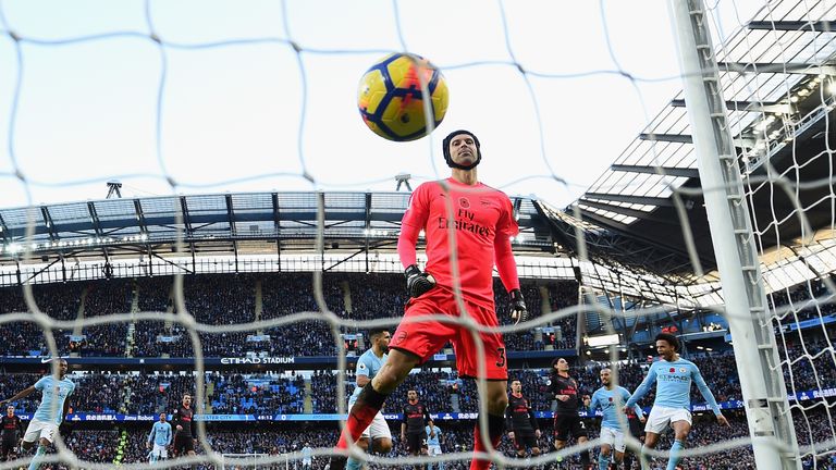 Sergio Aguero scored a penalty against Cech in Manchester City's 3-1 win over Arsenal at the Etihad in November