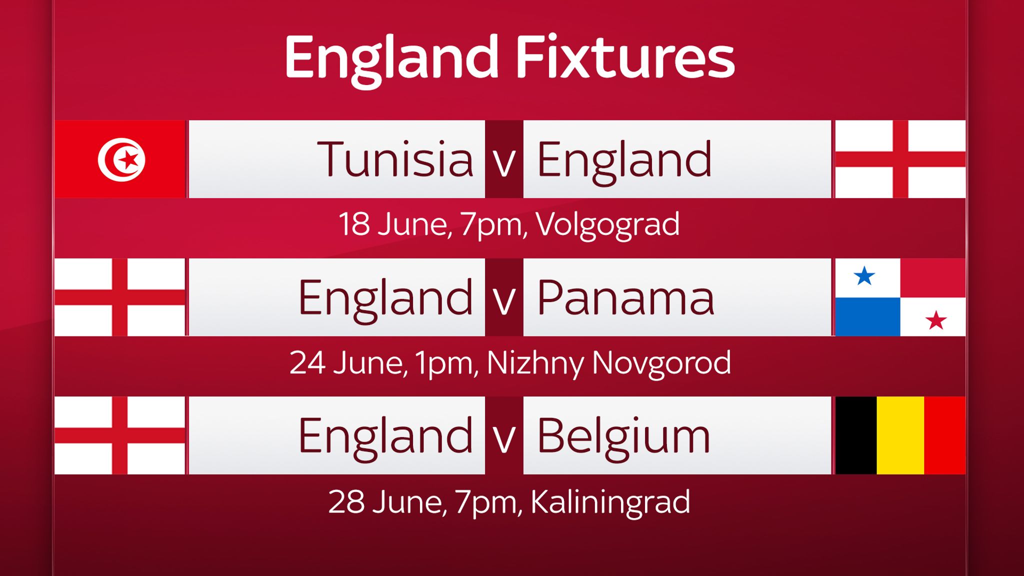 World Cup 2018 Fixtures Chart