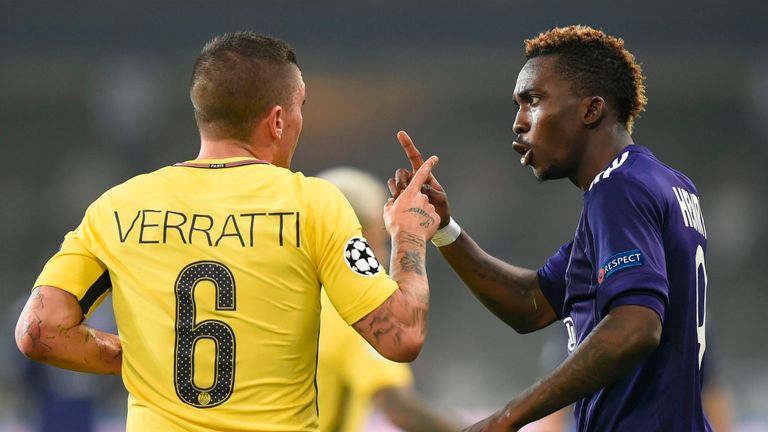 Onyekuru in action for Anderlecht in the Champions League