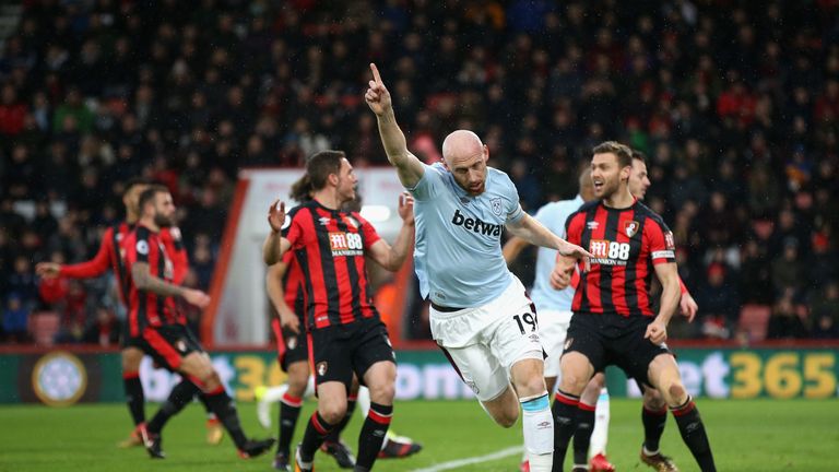 James Collins scored the opening goal for West Ham in the first half