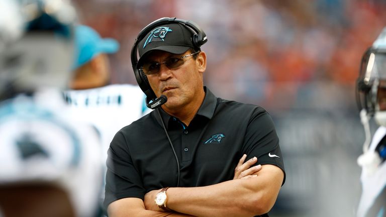 Is Ron Rivera's job as head coach of the Panthers in trouble if they suffer a sixth-straight defeat?