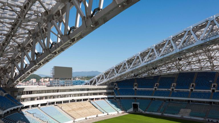 The Fisht Stadium in Sochi during construction works ahead of the World Cup