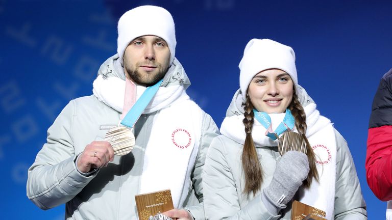 Krushelnitsky and wife Anastasia Bryzgalova won bronze medals on Monday