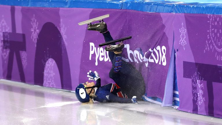 Christie crashed out in the final of the 500m short track
