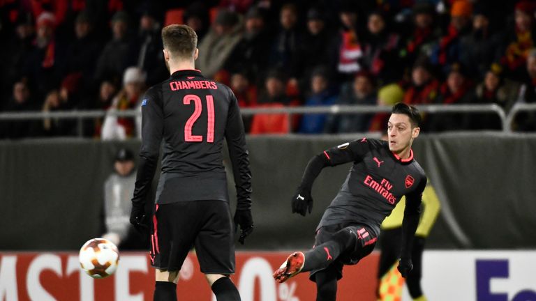 Mesut Ozil scored on his first Europa League appearance of the season