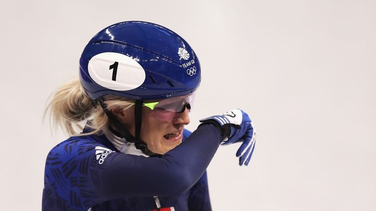 Elise Christie was visibly upset after missing out on a medal