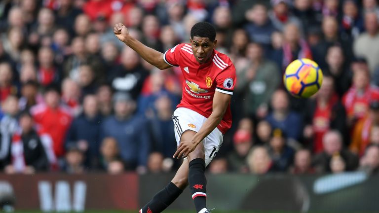 Rashford fires United ahead on 14 minutes with a thunderous effort