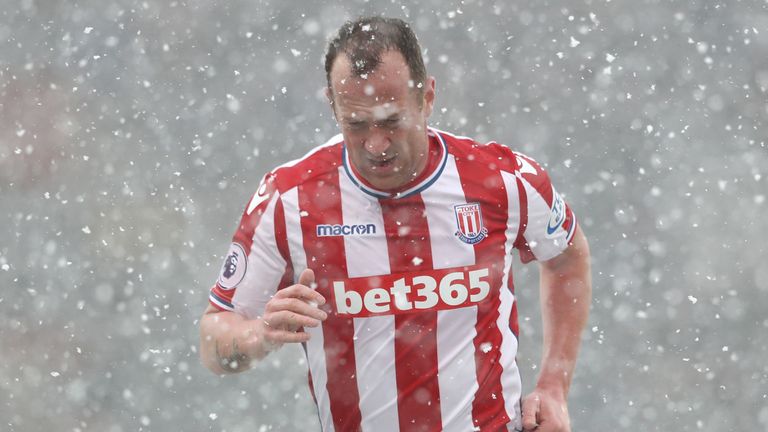 Charlie Adam runs off the pitch after being sent off against Everton