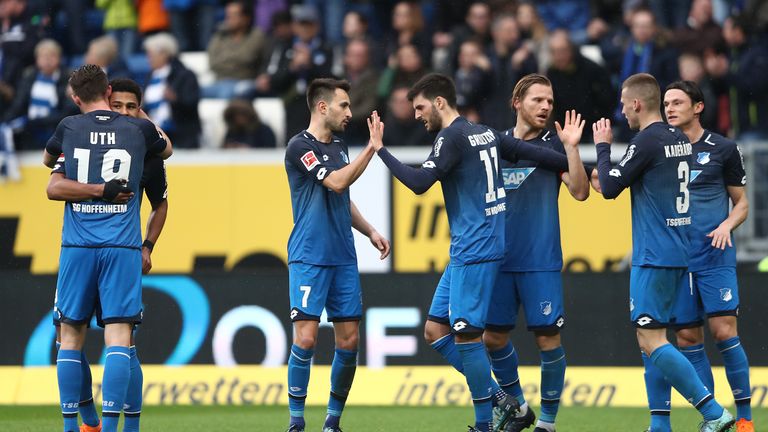 Hoffenheim celebrate victory over Wolfsburg