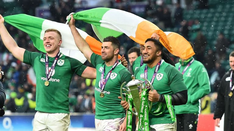 Ireland enjoyed a celebratory lap of honour at Twickenham