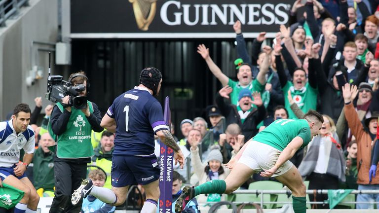 Stockdale touched down in the corner in the final minute of the first half after Ireland weathered heavy Scotland pressure